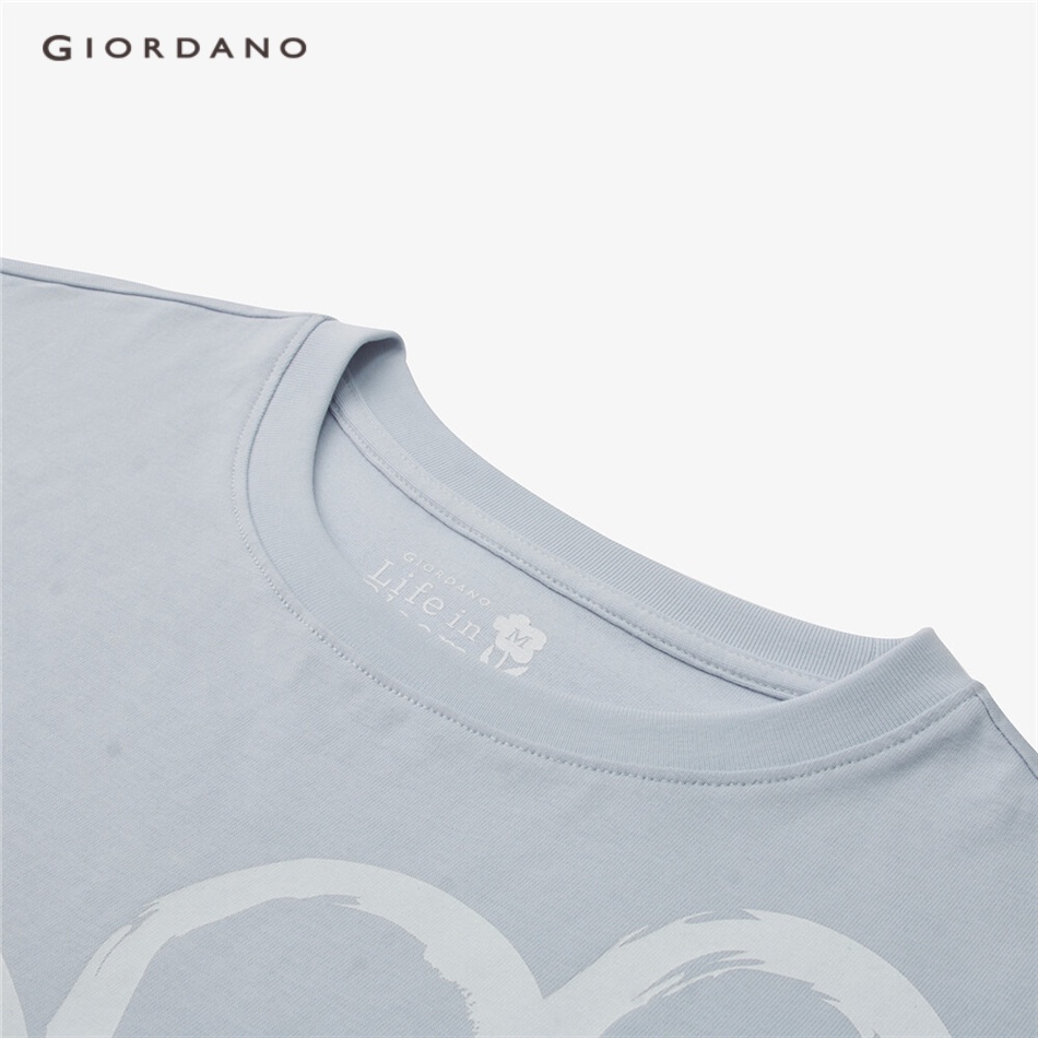 GIORDANO WOMEN Flower print crewneck short sleeve cotton tee 05393393