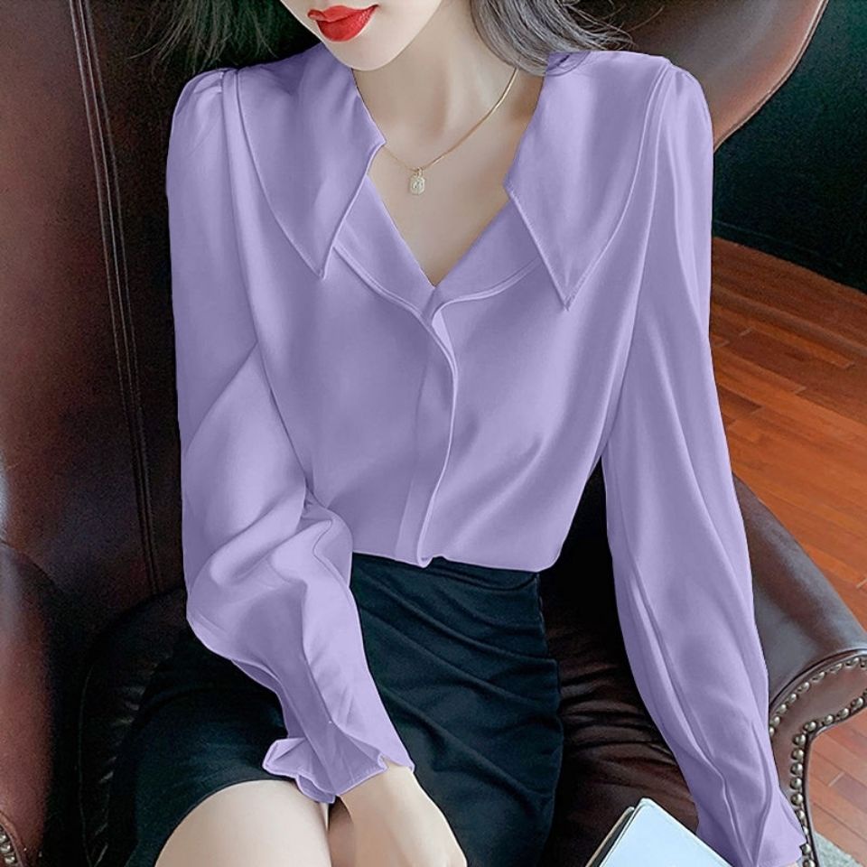 Áo Sơ Mi Chiffon Tay Dài Phong Cách Hàn Quốc Thời Trang Xuân Thu Mới Cho Nữ