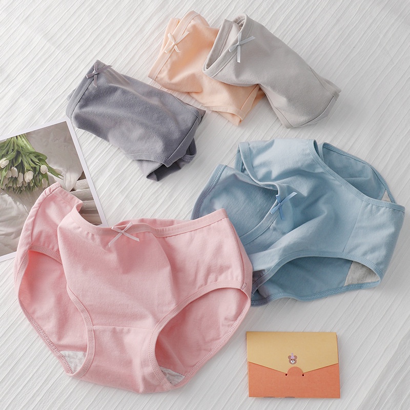 Quần Lót Tam Giác Màu Trơn Chất Liệu Cotton Thoải Mái Cho Nữ