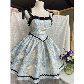 Đầm Hai Dây Màu Xanh Dương Phong Cách Retro Mùa Hè Mới 2023.váy ngắn.váy mùa hè.váy.quây váy.đầm công chúa.váy đi biển