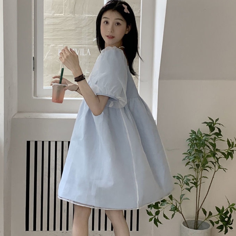 IELGY  Đầm Dáng Chữ a Phối Lưới Thời Trang Cao Cấp Cho Nữ