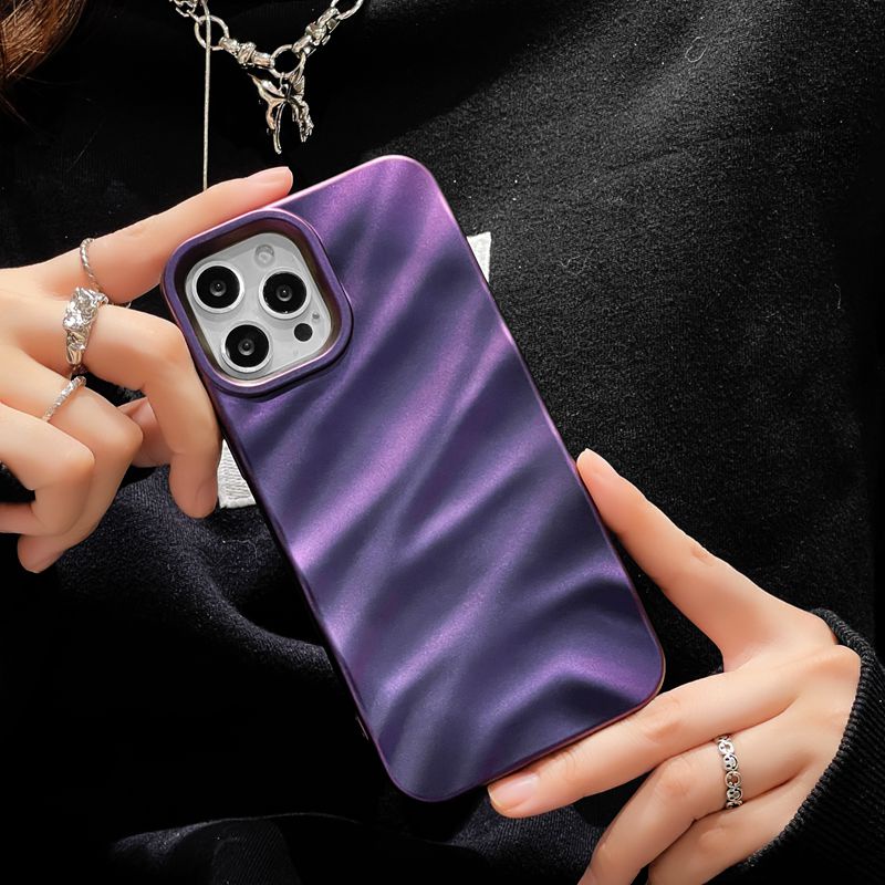 Ốp Điện Thoại Mềm Màu Tím Sáng Lấp Lánh Cho IPhone 11 12 13 14 Pro Max 14 Plus