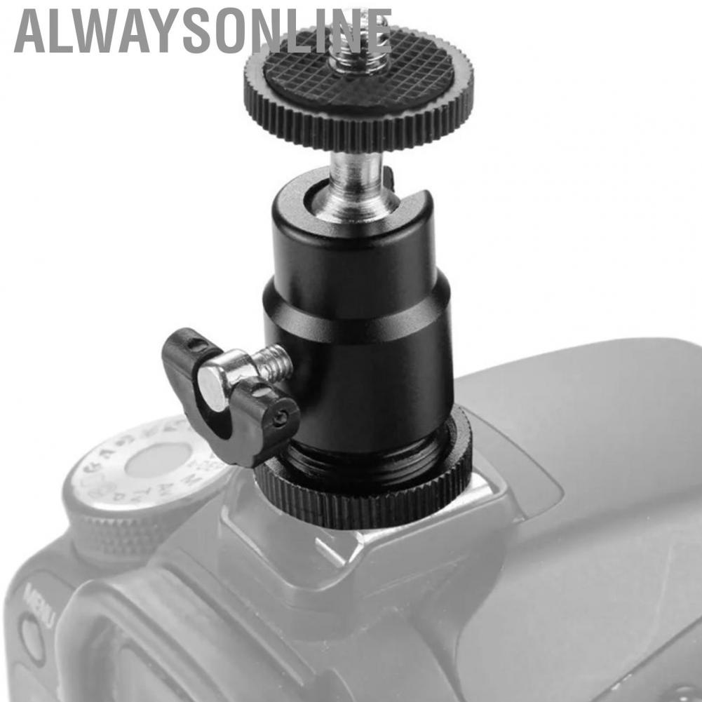 Alwaysonline Tripod Ball Head  Anti Skid Pad Camera Mount Hot Shoe Compact for Microphone Shooting
