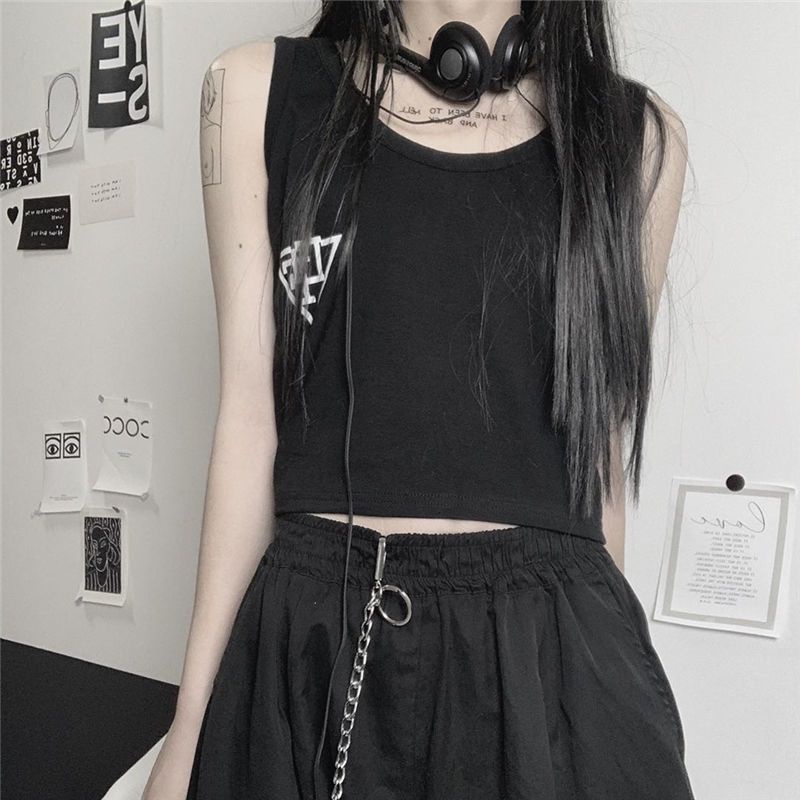 Jiashucheng Áo Croptop Thể Thao Không Tay Dáng Ngắn Rộng Thời Trang Mùa Hè Cho Nữ