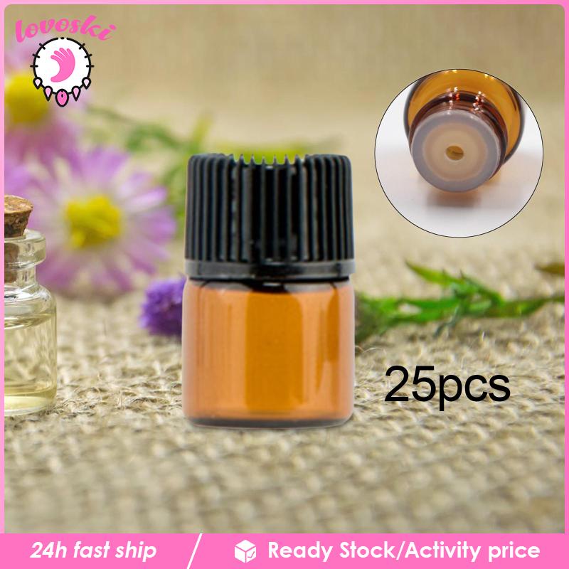 Set 25 Lọ Thủy Tinh Rỗng Chống Rò Rỉ Có Thể Đổ Đầy Tiện Lợi Du Lịch