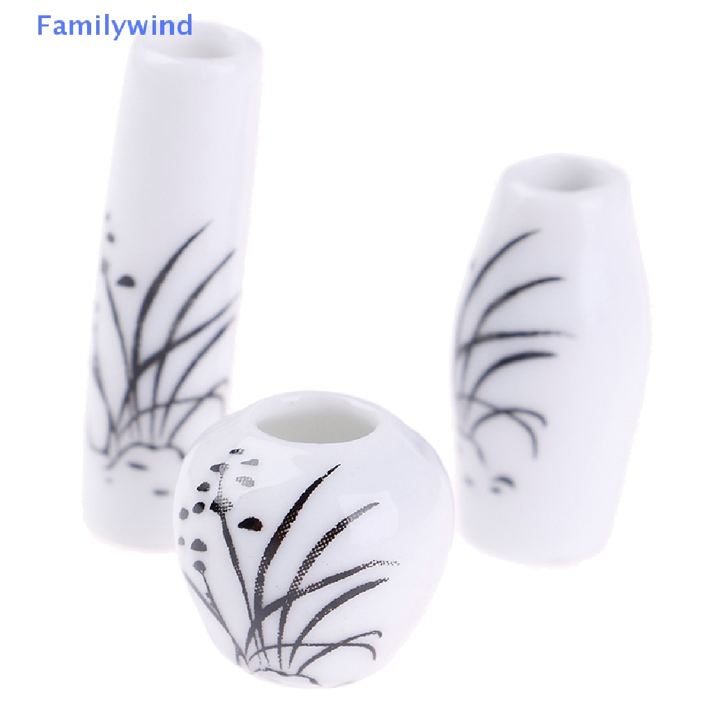 Set 3 Lọ Hoa Sứ Mini 1: 12 Dùng Để Trang Trí Nhà Búp Bê