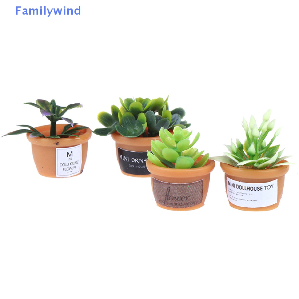 Set 4 Chậu Cây Mini Tỉ Lệ 1: 12 Dùng Để Trang Trí Nhà Búp Bê