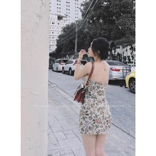 Áo váy hai dây hoa thêu nổi