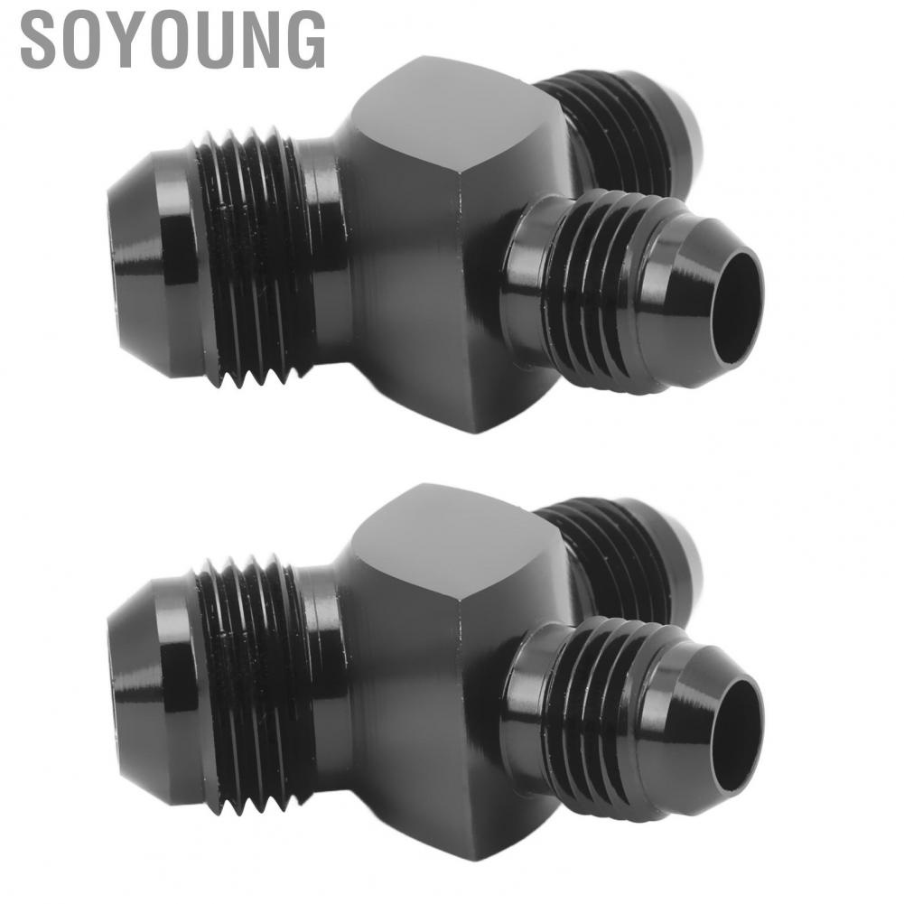 Soyoung Y Block Adapter Fitting  AN8 To 2AN6 2PCS Strong Sealing Black Universal for Fuel Pumps