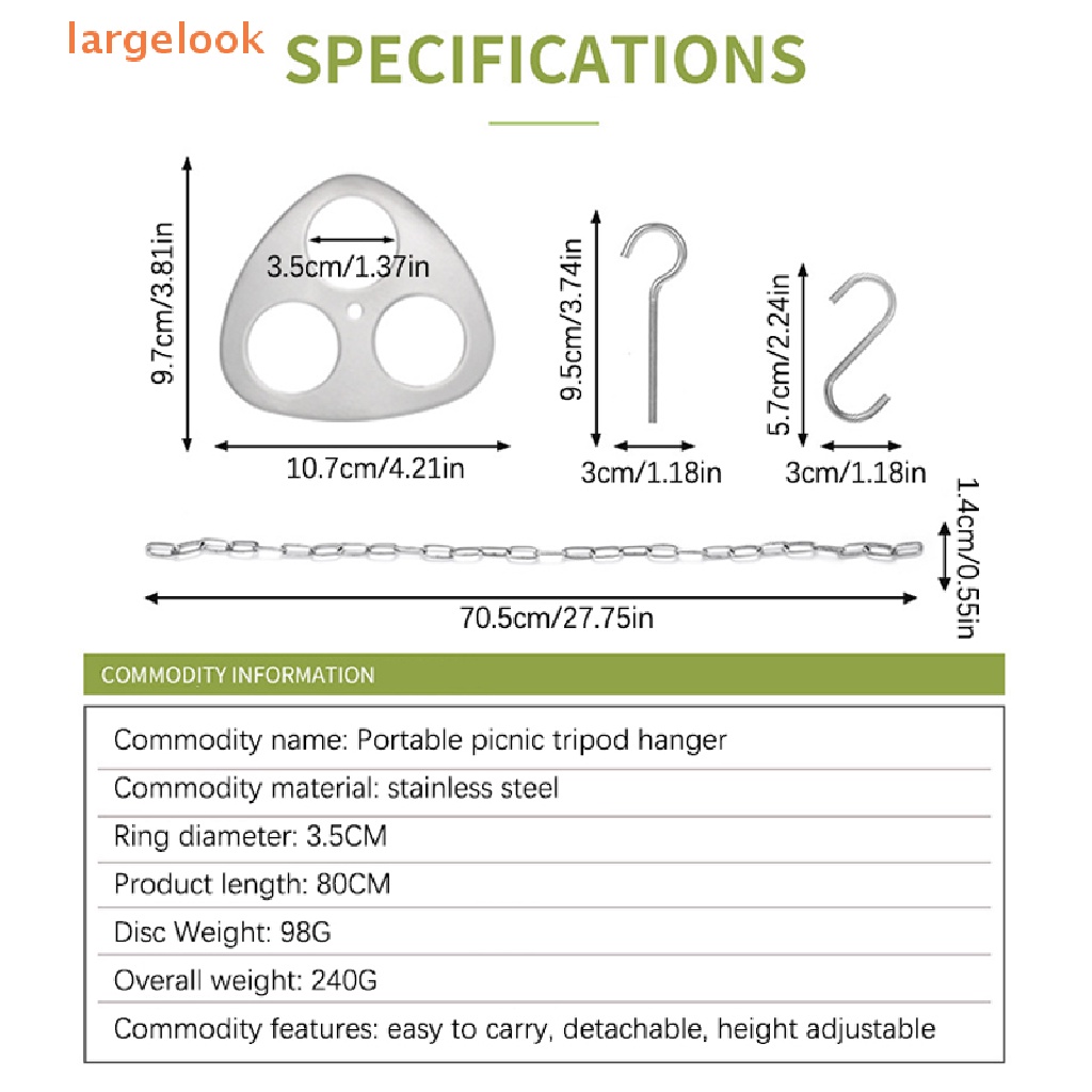 Giá Treo Nồi Nấu Ăn Ba Chân Bằng Thép Không Gỉ Tiện Dụng Khi Đi Cắm Trại