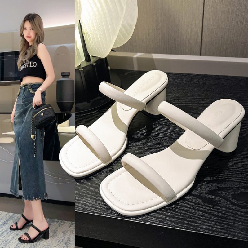 Sandal Cao Gót 5.5cm Phong Cách Hàn Quốc Đơn Giản Cho Nữ