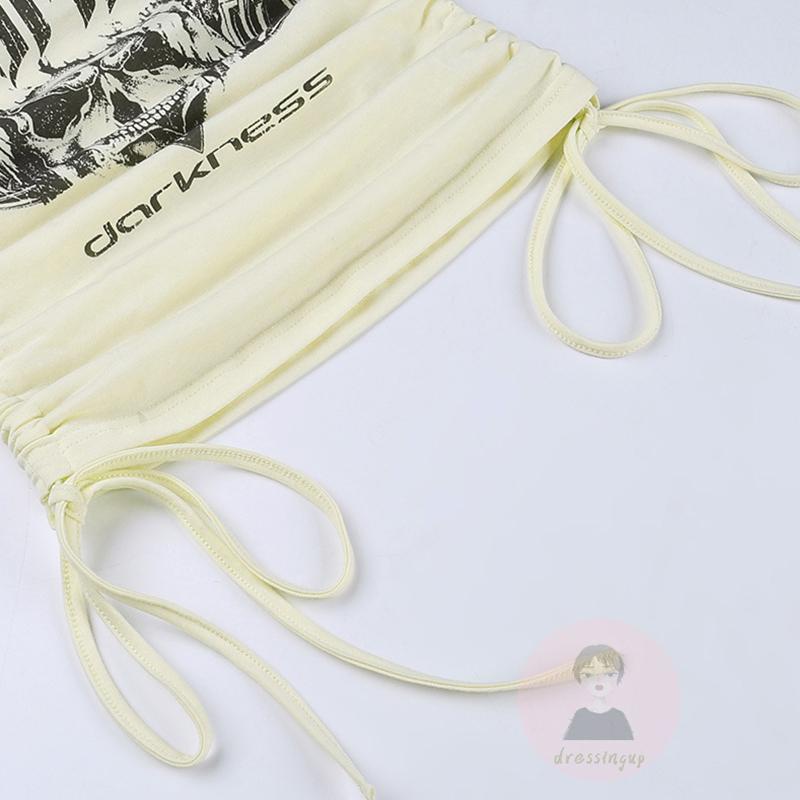 Áo Ống Dây Rút In Chữ Thời Trang Mùa Hè Dành Cho Nữ