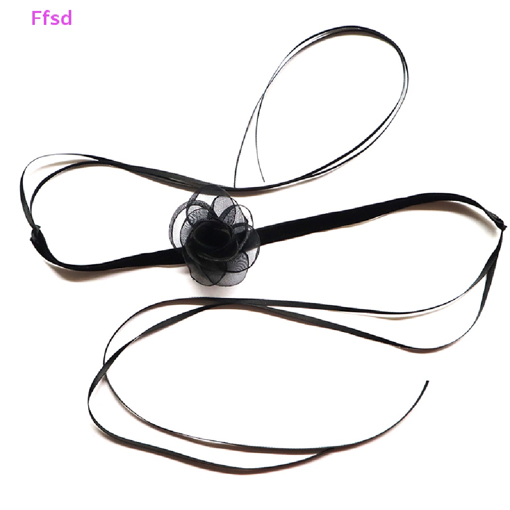 {Ffsd} Vòng Cổ Choker Dây Ruy Băng Siêu Dài Hình Hoa Trà Đen Quyến Rũ Làm Quà Tặng Tiệc Tùng * Bán Chạy