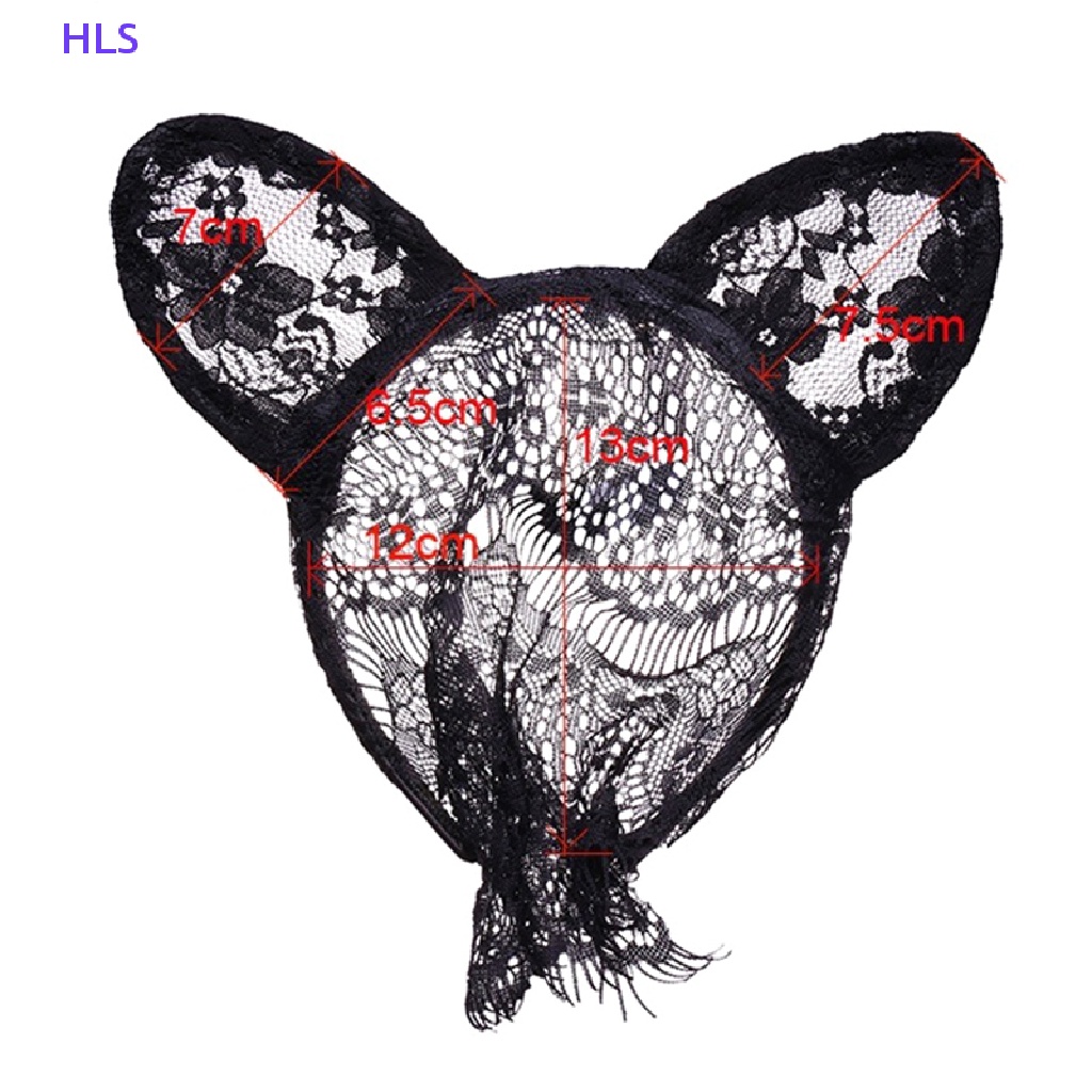 Băng Đô Tai Mèo Bằng Ren Màu Đen Hóa Trang Giáng Sinh Cho Nữ