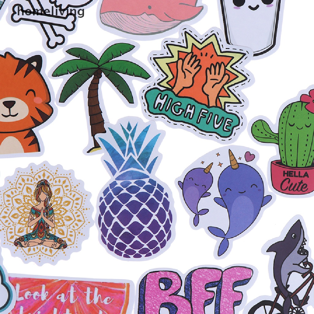 Bộ 50 Miếng Dán Hoạt Hình Dễ Thương Trang Trí Laptop Vali Guitar Ván Trượt