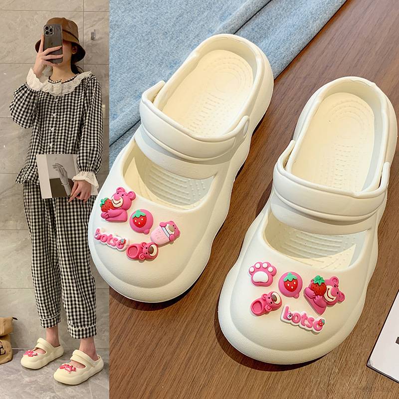 Gấu dâu Lotso Dép Sandal Đế Dày Bằng EVA Chống Trượt Họa Tiết Dâu Tây / Gấu Xinh Xắn Dành Cho Nữ