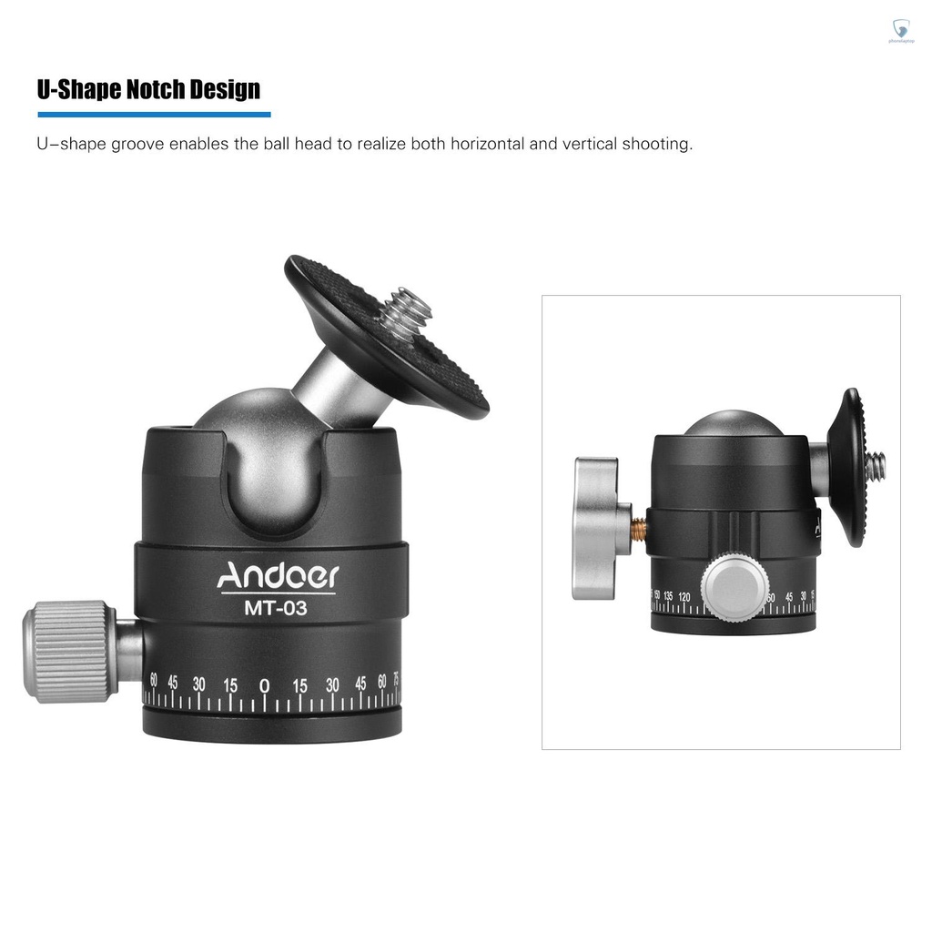 Đầu Bi Andoer MT-03 Mini ILDC Bằng Hợp Kim Nhôm Tháo Lắp Nhanh Cho Chân Máy Ảnh DSLR ILDC Phụ Kiện Tải Trọng 5KG / 11LB Chuyên Dụng Cho Máy Ảnh