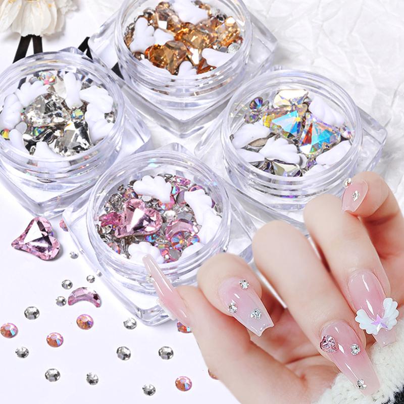 UR SUGAR Phụ Kiện Trang Trí Móng Tay 3D Hình Đôi Cánh / Trái Tim / Ngôi Sao Đáy Phẳng Bằng Acrylic