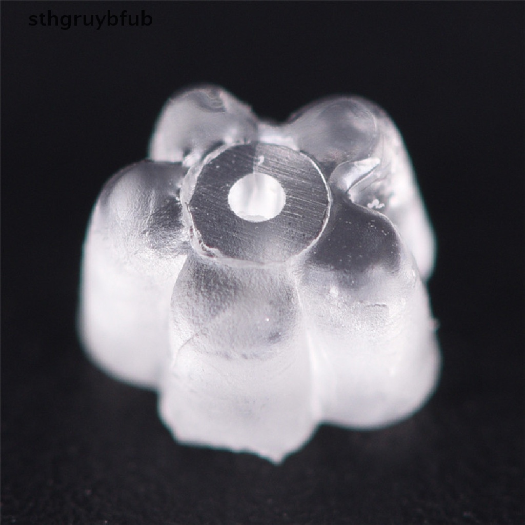 Set 100 Nút Chặn Bông Tai Bằng Cao Su Silicon Mềm Trong Suốt Hình Bông Hoa