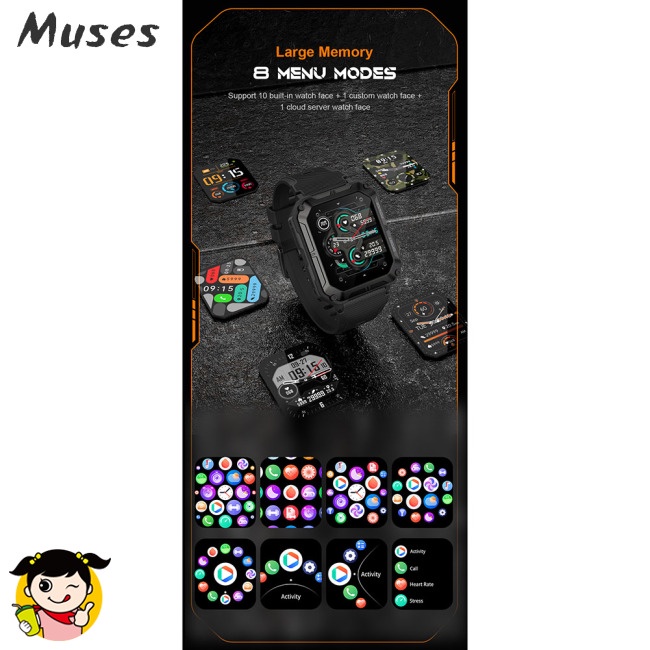 Đồng Hồ Thông Minh C20pro Màn Hình Hd 1.83 Inch Chống Thấm Nước Ip68 Kết Nối Bluetooth Chuyên Dụng