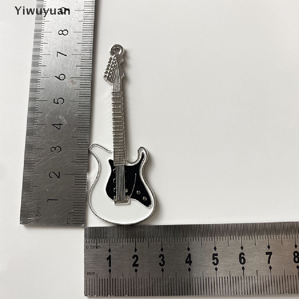 < Yiwuyuan > Y2K Kẹp Tóc Phụ Kiện Trang Sức Hình Đàn Guitar Trắng Đen Đáng Yêu Có Khóa Cài