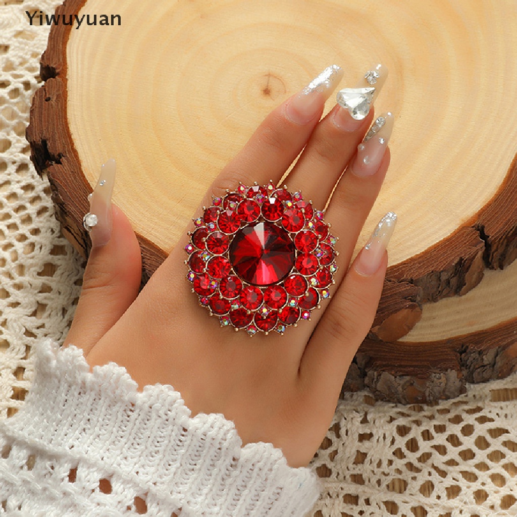 < Yiwuyuan > Nhẫn Đính Đá Pha Lê Lớn Phong Cách Boho Cổ Điển Độc Đáo Làm Quà Tặng Sinh Nhật / Đám Cưới Cho