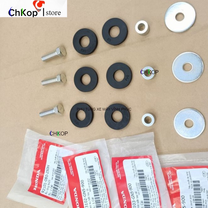 Bộ ốc cao su lắp ghi đông sọ khỉ xe DREAM ,WAVE , FUTURE... zin -Chkop