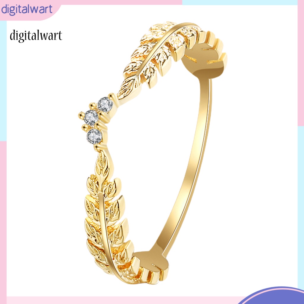 Kỹ Thuật Số| Nhẫn Hình Chiếc Lá Đính Đá Thời Trang Dành Cho Nữ