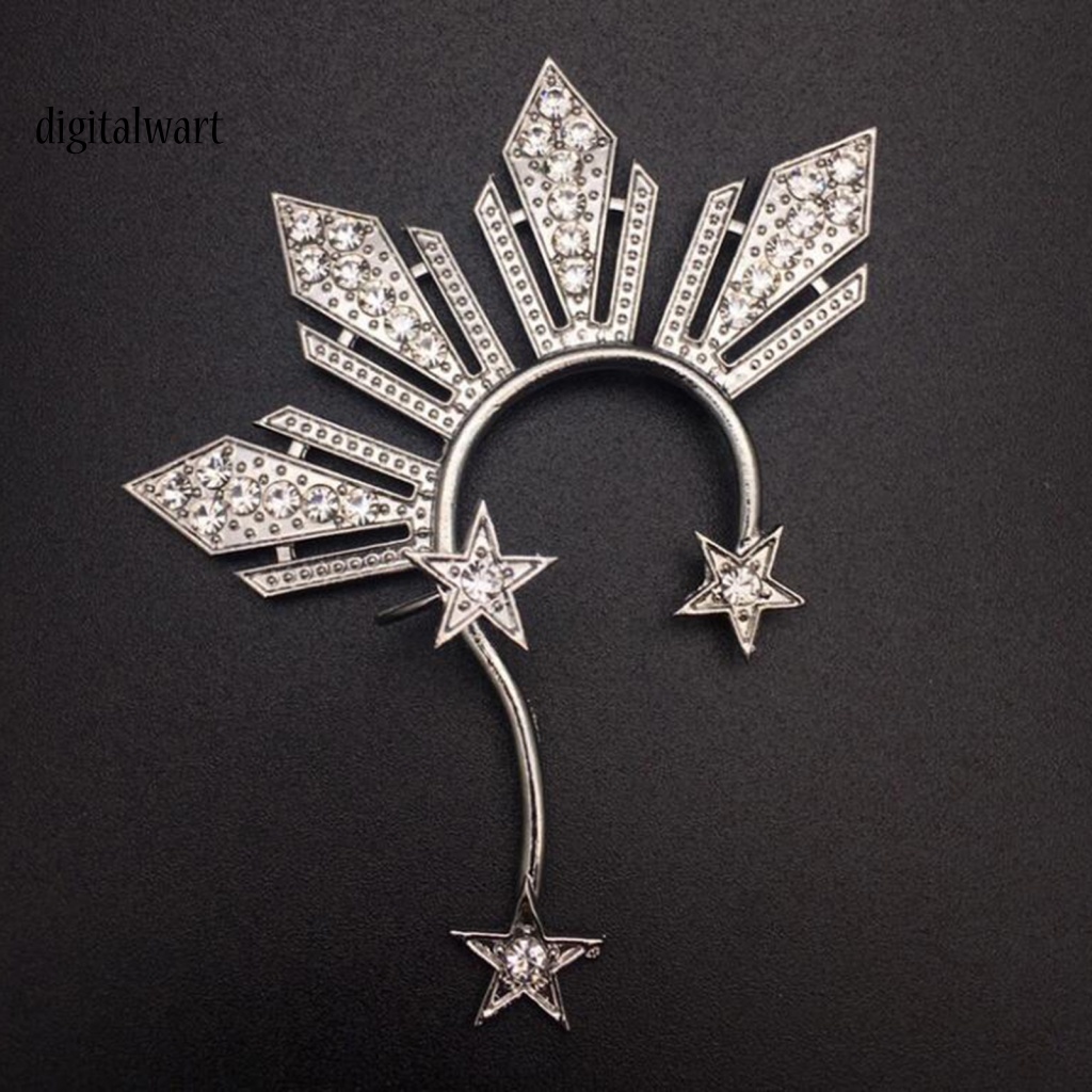 Kỹ Thuật Số| 1 Khuyên Kẹp Vành Tai Không Xỏ Lỗ Hình Học Đính Pha Lê Lấp Lánh Thời Trang Dự Tiệc Cho Nữ