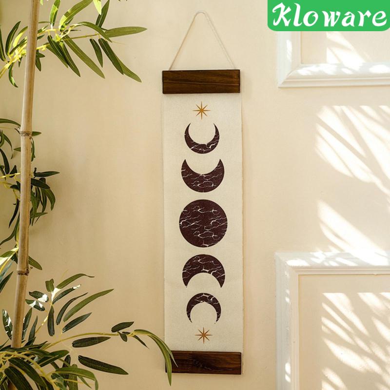 [Kloware] Thảm Treo Tường Dọc In Hình Mặt Trăng Pha Lê Handmade Màu Đen Phong Cách Bohemian