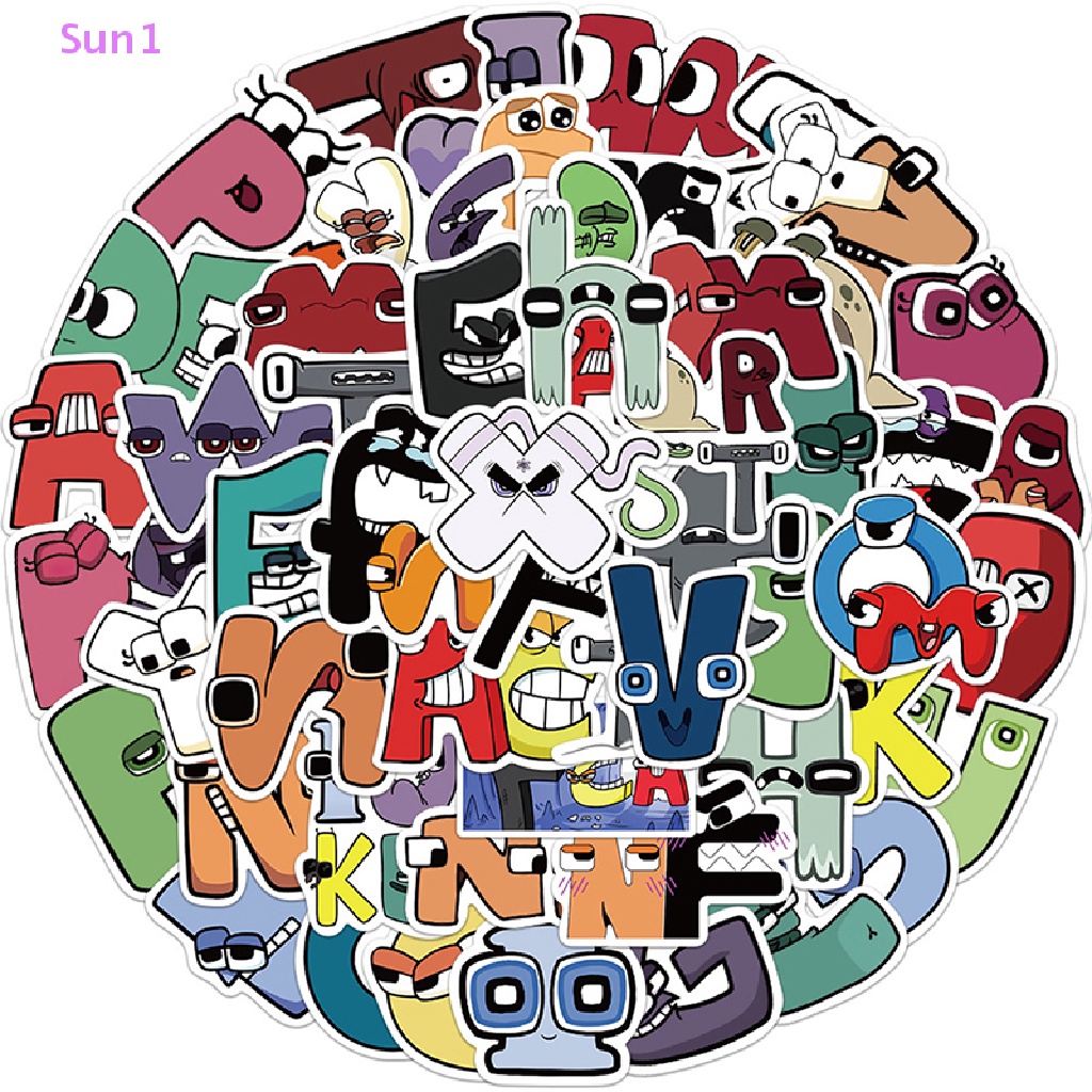 Set 52 Miếng Dán PVC Hình Chữ Graffiti Trang Trí Xe Hơi / Laptop / Điện Thoại / Sổ Tay DIY