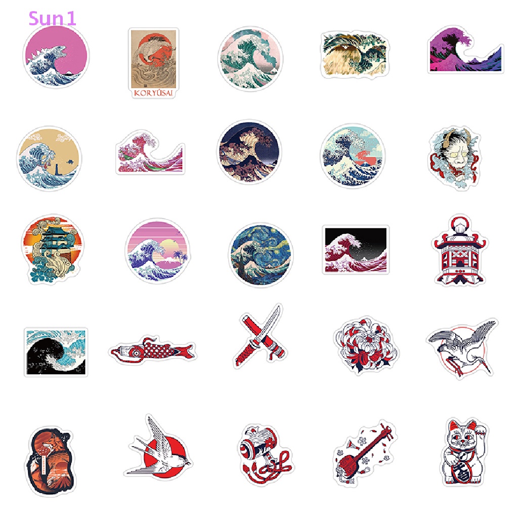 Set 50 Nhãn Dán Sun1 > Nhật Ký / Điện Thoại / Ván Trượt Trang Trí Diy