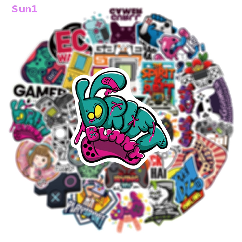 Set 50 Nhãn Dán Trang Trí Xe Hơi / Ván Trượt / Laptop / Điện Thoại Chống Nước Kiểu Vintage Vui Nhộn