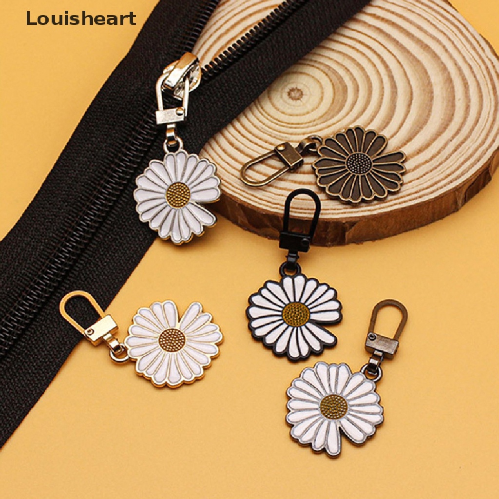 Louisheart Set 5 Đầu Khóa Kéo Bằng Kim Loại Hình Hoa Cúc DIY Thay Thế Cho Vali Du Lịch