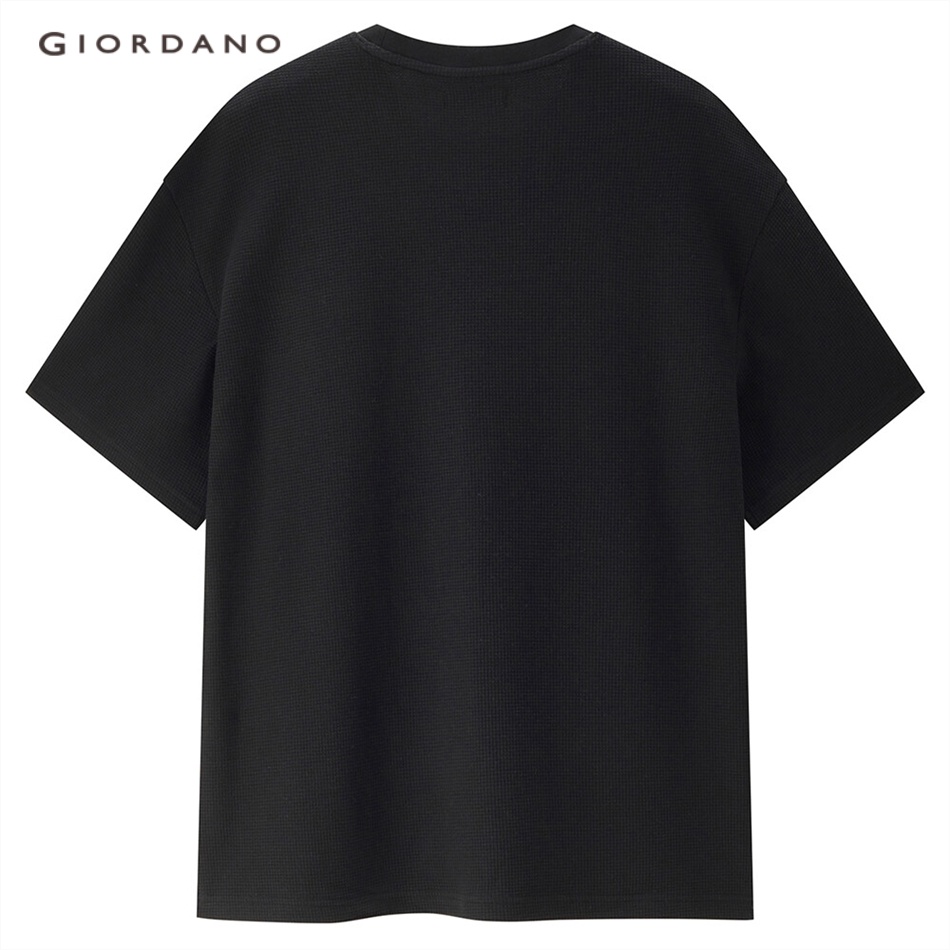 Áo thun GIORDANO 13023304 vải waffle dáng rộng tay ngắn có túi dành cho nam