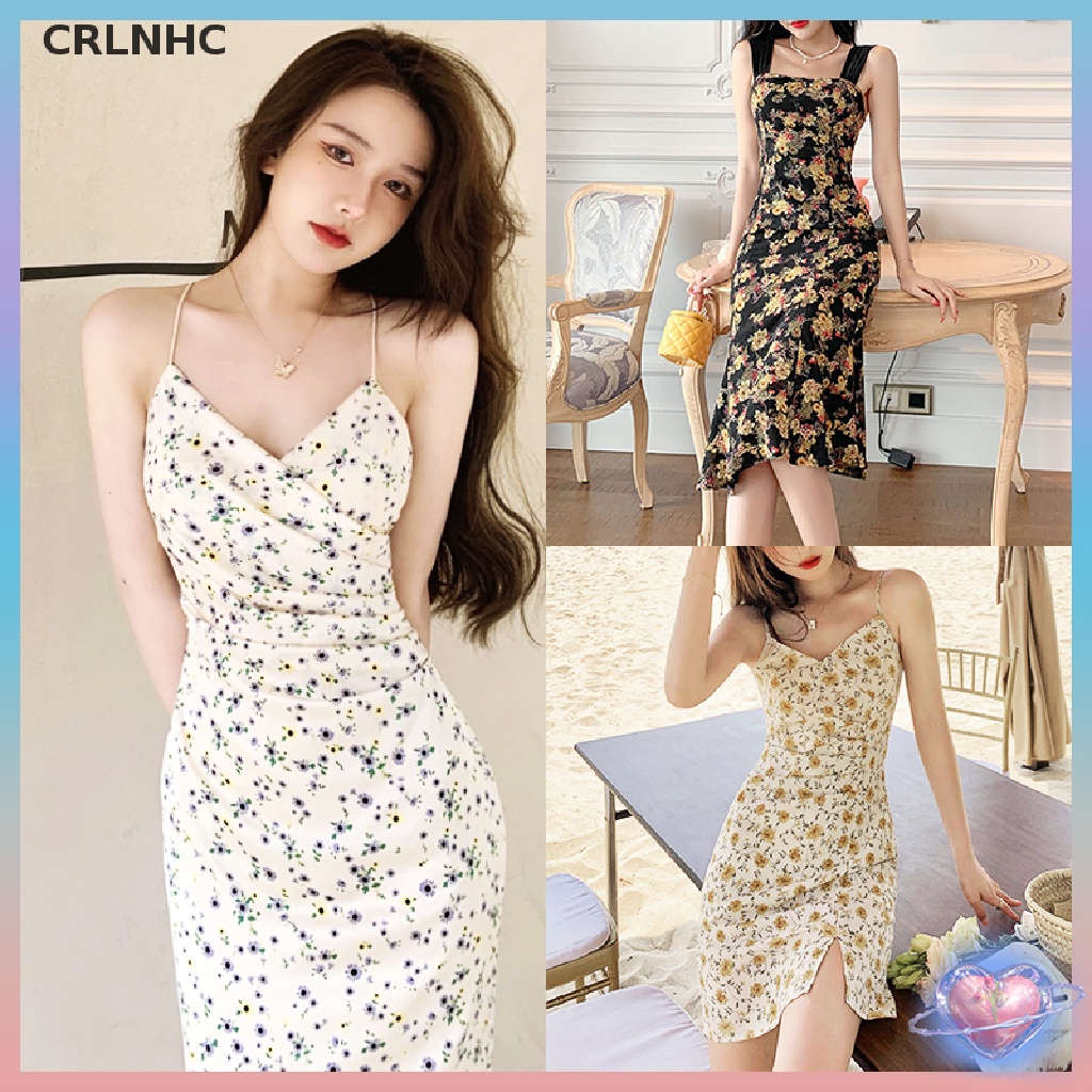 Đầm hoa CRLNHC TH không tay cổ chữ V trẻ trung dễ phối đồ thời trang mùa hè dành cho nữ