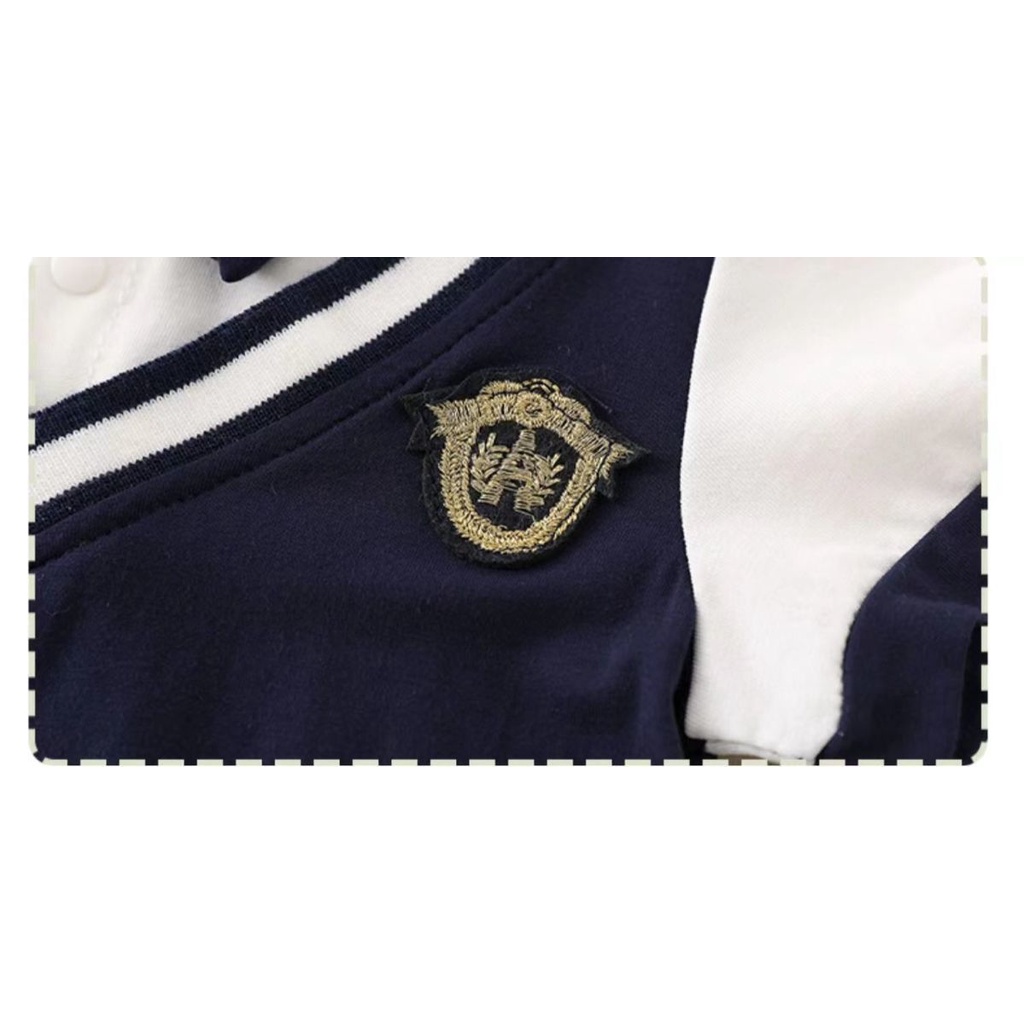 Bộ Áo Liền Quần Giả Hai Mảnh Tay Ngắn Thắt Nơ Phong Cách Quý Ông Thời Trang Mùa Hè Dành Cho Bé Trai