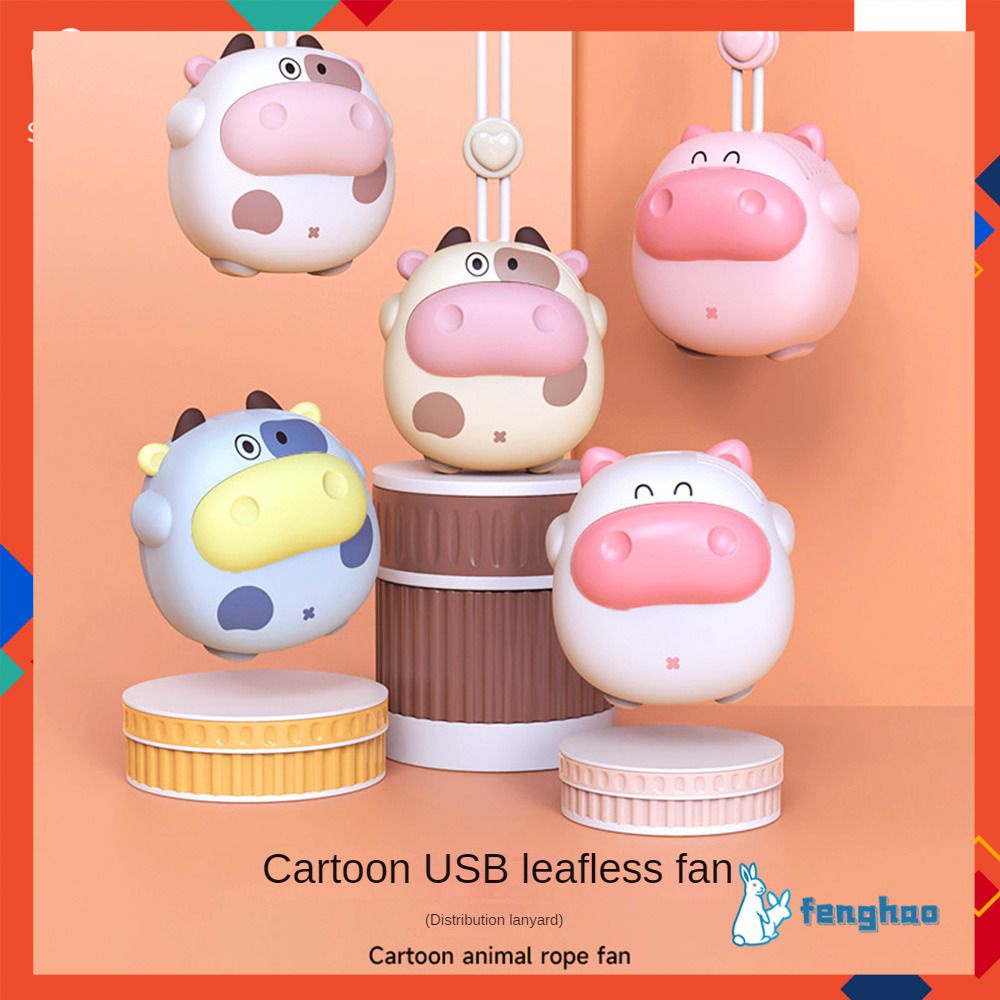 Quạt Nhỏ Usb Hoạt Hình Mới 2023 Quà Tặng Di Động Mini Có Thể Sạc Lại Quạt Đeo Cổ Không Chì Mang Theo Cho Sinh Viên Fenghao. Vn