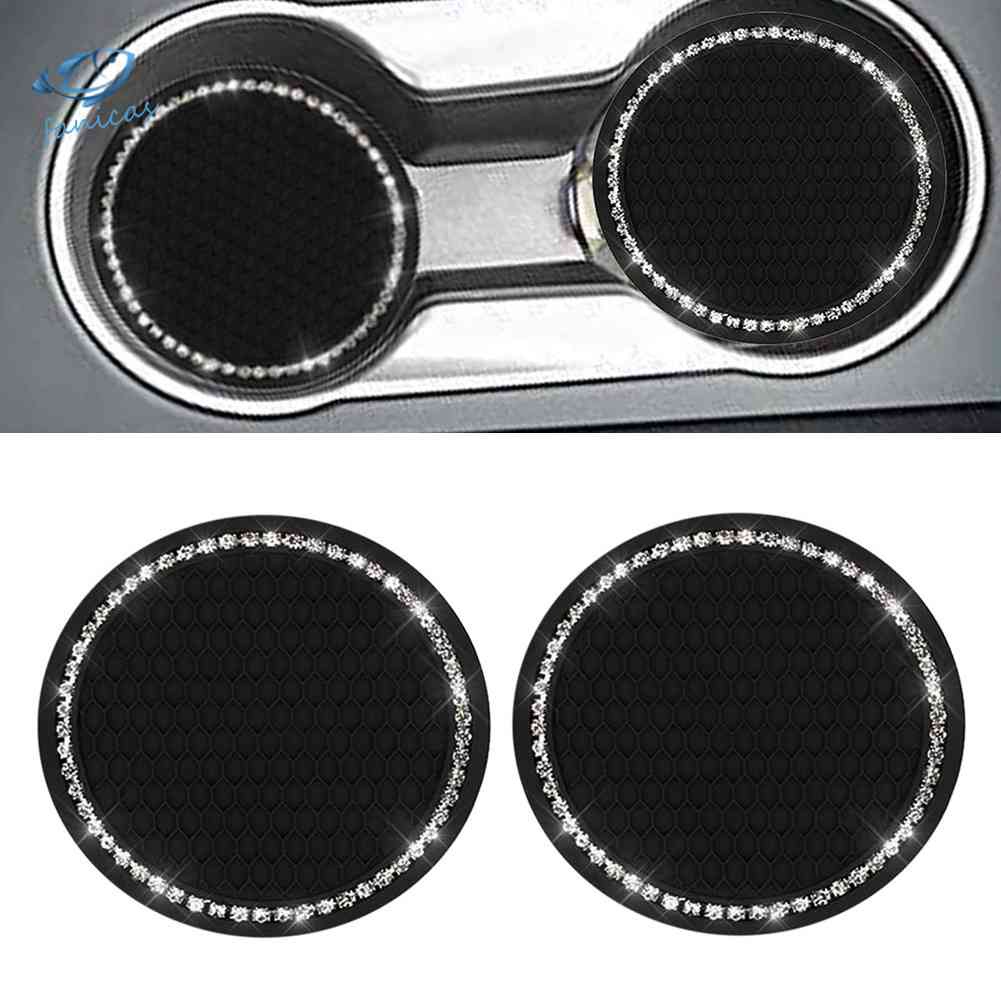 Bộ 2 Đế Lót Ly Chống Trượt Đính Đá Dễ Thương Cho Xe Hơi