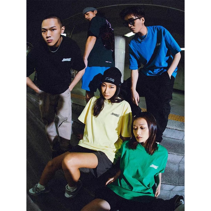 Áo Thun Tay Ngắn Cổ Thuyền Dáng Rộng In Chữ STA X RMD &amp; SR Series Guocho Đơn Giản Thời Trang Xuân Hè