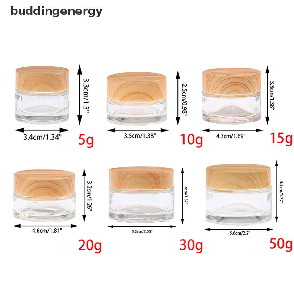 {BUDDI} 1 Hũ Thủy Tinh Đựng Mỹ Phẩm Chăm Sóc Da Có Thể Đổ Đầy Với Hạt Gỗ {BUDDI}