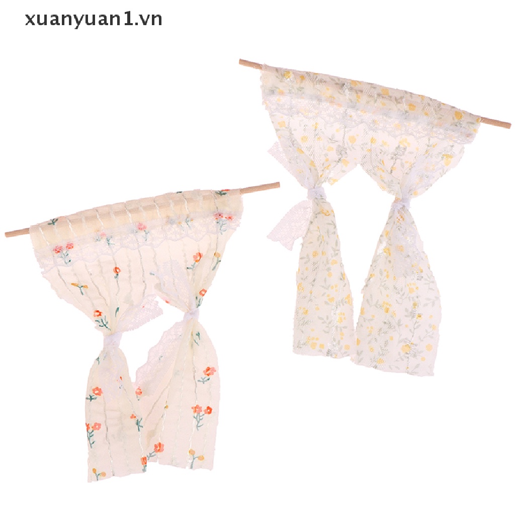 1 Rèm Cửa Ren Hoa Cúc Xinh Xắn Cho Nhà Búp Bê Tỉ Lệ 1: 12