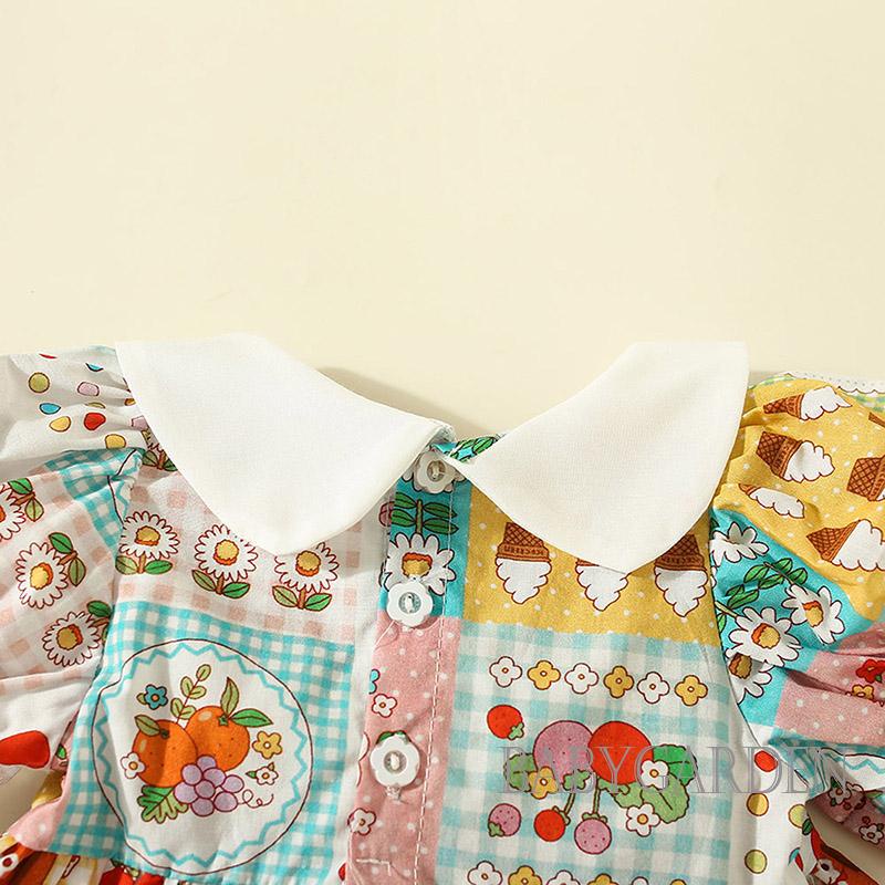 Đầm Công Chúa Mùa Hè Tay Cộc Cổ Búp Bê In Họa Tiết Bánh Hoa Trái Cây Dễ Thương Ngọt Ngào Cho Bé Gái 9 Tháng-3 Tuổi