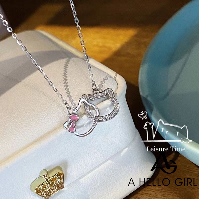 Vòng cổ Mặt Mèo Hello Kitty May Mắn Phong Cách Hàn Quốc