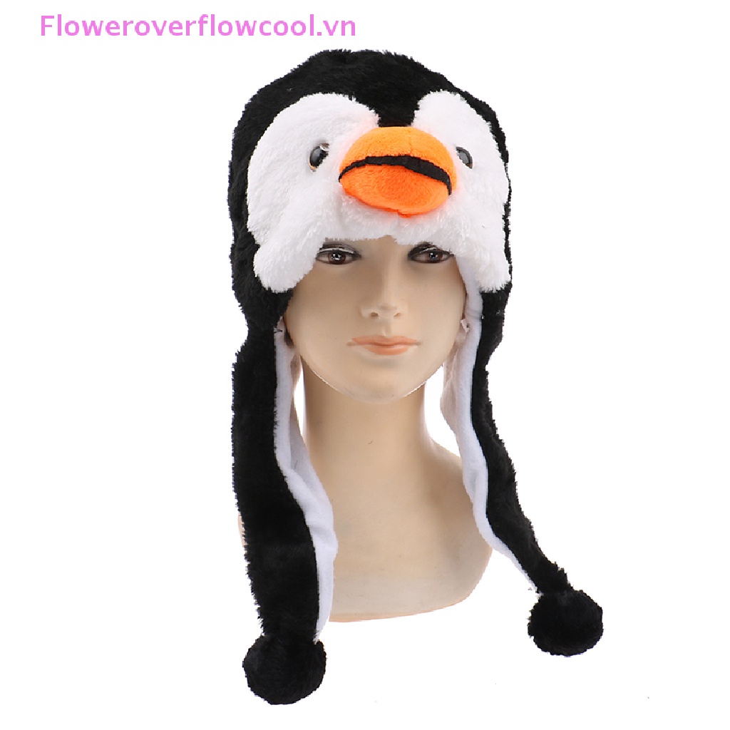 1 Mũ Trùm Đầu Giữ Ấm Hình Chim Cánh Cụt Hoạt Hình