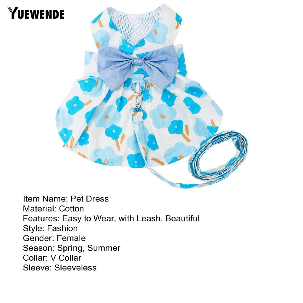 Yue.z Set Áo Và Chân Váy In Hoa Siêu Mỏng Thoải Mái Dễ Lau Chùi Thời Trang Mùa Hè Dành Cho Cún Cưng