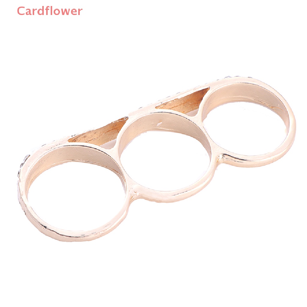 < Cardflower > Nhẫn Đeo Ba Ngón Tay Đơn Giản Bằng Thép Không Gỉ Thời Trang Làm Quà Tặng Trang Sức
