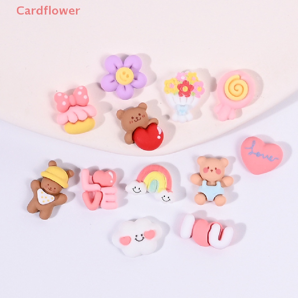 Bộ 10 Phụ Kiện Trang Trí Ốp Điện Thoại Hình Gấu Hoạt Hình Dễ Thương