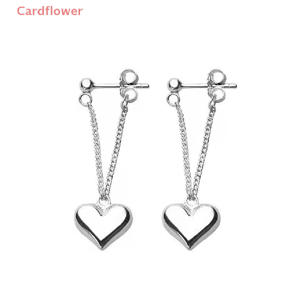 < Cardflower > Khuyên Tai Tua Rua Hình Trái Tim Trái Tim Màu Bạc Không Dị Ứng Thời Trang Vintage Dành Cho Nữ