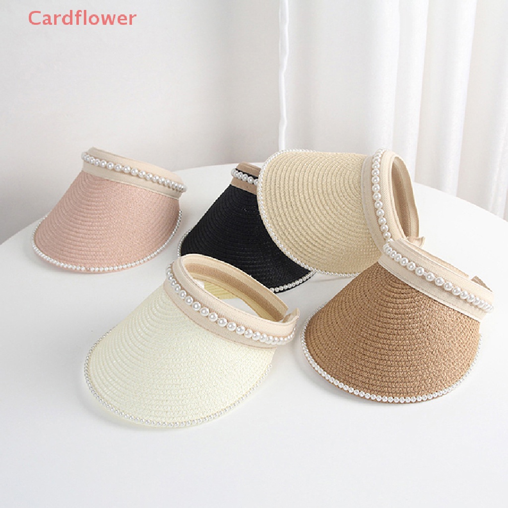Mũ Lưỡi Trai Hở Chóp Đính Ngọc Trai Thời Trang Đi Biển Mùa Hè Mới Cho Nữ